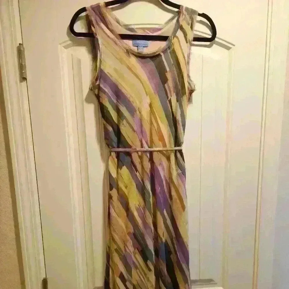 Simply Vera, Vera Wang high-low, distressed slip-on,belt, summer dress small